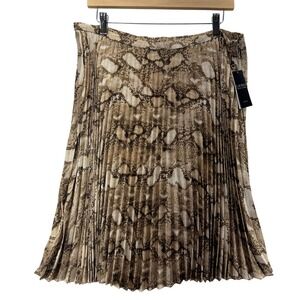 Lauren Ralph Lauren Womens Snakeskin Pleated Skirt Size 14P Petite‎ Animal Print